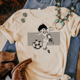 เสื้อยืด พิมพ์ลายการ์ตูนกัปตัน Tsubasa ตลก สไตล์ฮาราจูกุ สําหรับผู้หญิง