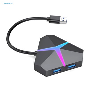 Angeyong ฮับ Usb 3.0 4 พอร์ต Usb 3.0 ความเร็วสูง 5gbps พร้อมไฟกลางคืน อุปกรณ์เสริม สําหรับแล็ปท็อป