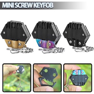 Multifunctional Hexagon Coin Pocket Folding Cutter Bottle Opener Keychain Tool