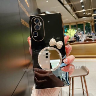 พร้อมส่ง เคสป้องกันโทรศัพท์มือถือ แบบนิ่ม ขอบตรง มีกระจกแต่งหน้า สําหรับ OPPO Reno10 Pro Pro+ A78 4G 5G 2023 เคส Phone Case