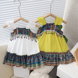 Suit / childrens clothing girls summer vest skirt / fashion baby ethnic style suspender princess dress / childrens dress / two-piece set