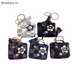 Newbaby กระเป๋าใส่เหรียญ พวงกุญแจ หนัง ลายดอกไม้น่ารัก ขนาดเล็ก สร้างสรรค์