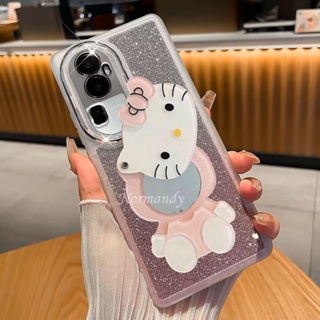 เคสโทรศัพท์มือถือ กันกระแทก ป้องกันกล้อง ลายการ์ตูน พร้อมกระจก สําหรับ OPPO Reno 10 Pro+ 10Pro 8T A98 A78 A17 A17K 4G 5G