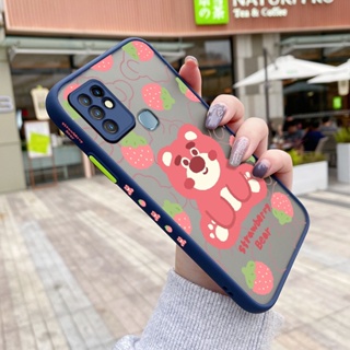 เคสซิลิโคนนิ่ม ขอบสี่เหลี่ยม ลายการ์ตูนหมี สตรอเบอร์รี่ กันกระแทก สําหรับ Infinix Hot 10 X682B X682C