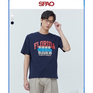 [Little Bear Woodie] เสื้อยืดคอกลม แขนสั้น พิมพ์ลาย SPAO แฟชั่นฤดูร้อน สําหรับผู้ชาย ผู้หญิง SPRPD24H06