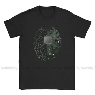 เสื้อยืด ขนาดใหญ่ พิมพ์ลาย The Brain Electronic Circuit Board Novelty Tees Computer Chip Engineers สําหรับผู้ชาย