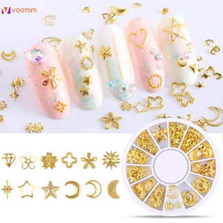 ตามมาตกแต่งเล็บ Golden Nail Ornament Rivets 3d Diy Nail Metal Manicure Accessories Nail Art Decorations veemm