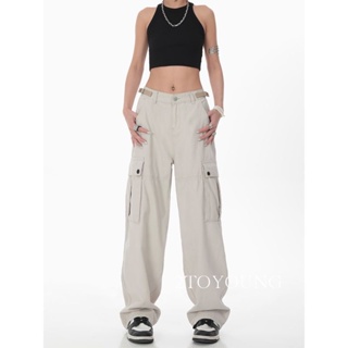 2TOYOUNG  กางเกงขายาว คาร์โก้ กางเกง เชือกอเมริกันคลาสิค Cargo pants 2023 NEW 071979 สวย High quality fashion ทันสมัย TN220177 36Z230909