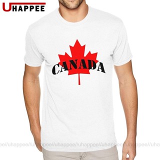 ขายดี เสื้อยืดแขนสั้น คอกลม ผ้าฝ้าย พิมพ์ลายธง CANADA สําหรับผู้ชาย 322341