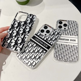 เคสป้องกันโทรศัพท์มือถือ พิมพ์ลายตัวอักษร D สีเงิน สีดํา สําหรับ iPhone 14ProMax 13 12 11