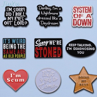 เข็มกลัด รูปตัวอักษร Doing My Best Text Quotes Enamel Pins Funny Star Heart Love เครื่องประดับ สําหรับของขวัญ