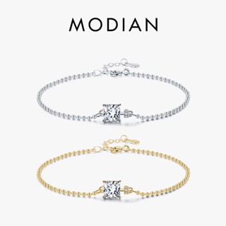 Modian สร้อยข้อมือเงินแท้ 925 ประดับลูกปัด ทรงสี่เหลี่ยม สไตล์คลาสสิก สําหรับผู้หญิง งานแต่งงาน