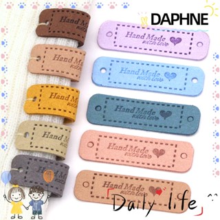 Daphne 20 ชิ้นป้ายเสื้อผ้า DIY อุปกรณ์เย็บผ้าหนัง PU ฉลาก