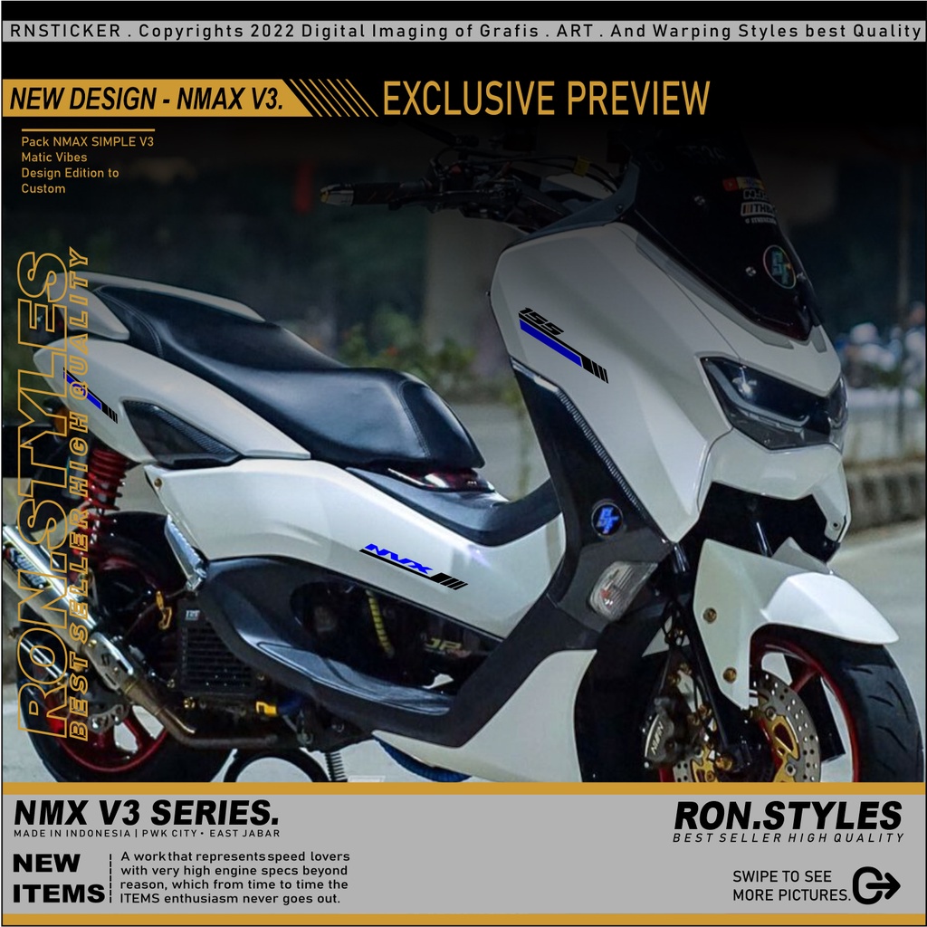 V3 Cutting Striping Nmax New Design 2023 สติ๊กเกอร์ nmax ใหม่สติกเกอร์ตัดเรียบง่าย nmax 2020-2023 St