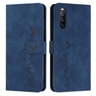 เคสหนัง ฝาพับ ลายหัวใจ พร้อมช่องใส่บัตร สําหรับ Xperia 5 iv Xperia 10 iv Xperia 1 5 10 iv