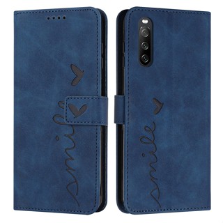 เคสหนัง ฝาพับ ลายหัวใจ พร้อมช่องใส่บัตร สําหรับ Xperia 5 iv Xperia 10 iv Xperia 1 5 10 iv