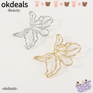 Okdeals ต่างหูโลหะ ห้อยจี้ดอกไม้ ด้านเดียว เครื่องประดับสําหรับผู้หญิง