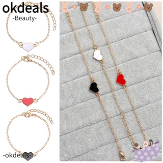 OKDEALS สร้อยข้อมือ กําไลข้อมือ จี้หัวใจ เรียบง่าย เครื่องประดับแฟชั่น สําหรับผู้หญิง