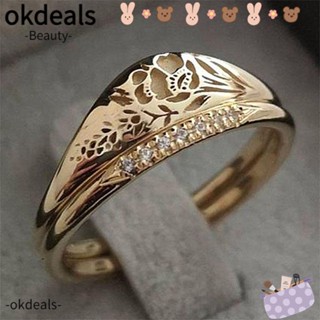 OKDEALS แหวนแต่งงาน ลายดอกไม้ เครื่องประดับ ของขวัญ สําหรับผู้ชาย และผู้หญิง