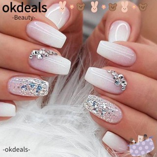 OKDEALS เล็บปลอม แบบเต็มรูปแบบ เปลี่ยนสีได้ DIY จํานวน 24 ชิ้น