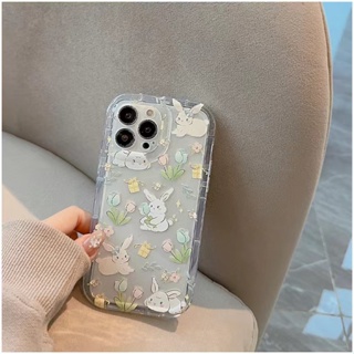 Yiki|เคสโทรศัพท์มือถือแบบนิ่ม TPU กันกระแทก ลายดอกไม้ กระต่าย สําหรับ OPPO Reno 8T 5G 8 7 6 Lite 6 Pro 6 5F 5 4F 4 Lite 4 Pro 4