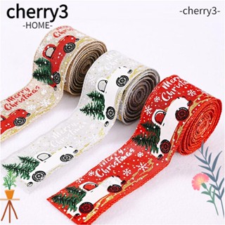 Cherry3 ริบบิ้นผ้ากระสอบ พิมพ์ลายคริสต์มาส สําหรับห่อของขวัญ