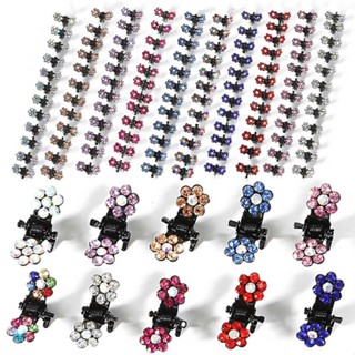 12pcs Girls Crystal Flowers Hair Claws Rhinestone Mini Hair Claws Clips Clamps