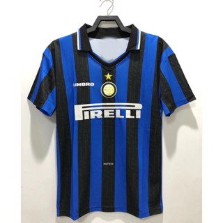 เสื้อกีฬาแขนสั้น ลายทีมชาติฟุตบอล Jersey 97-98 Inter At Home สไตล์เรโทร