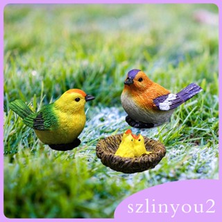 [szlinyou2] ฟิกเกอร์เรซิ่น รูปปั้นนกจิ๋ว สําหรับสวนหลังบ้าน ในร่ม กลางแจ้ง