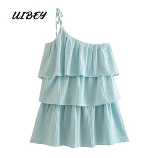 Uibey ชุดเดรส คอปกเฉียง สีพื้น 4133