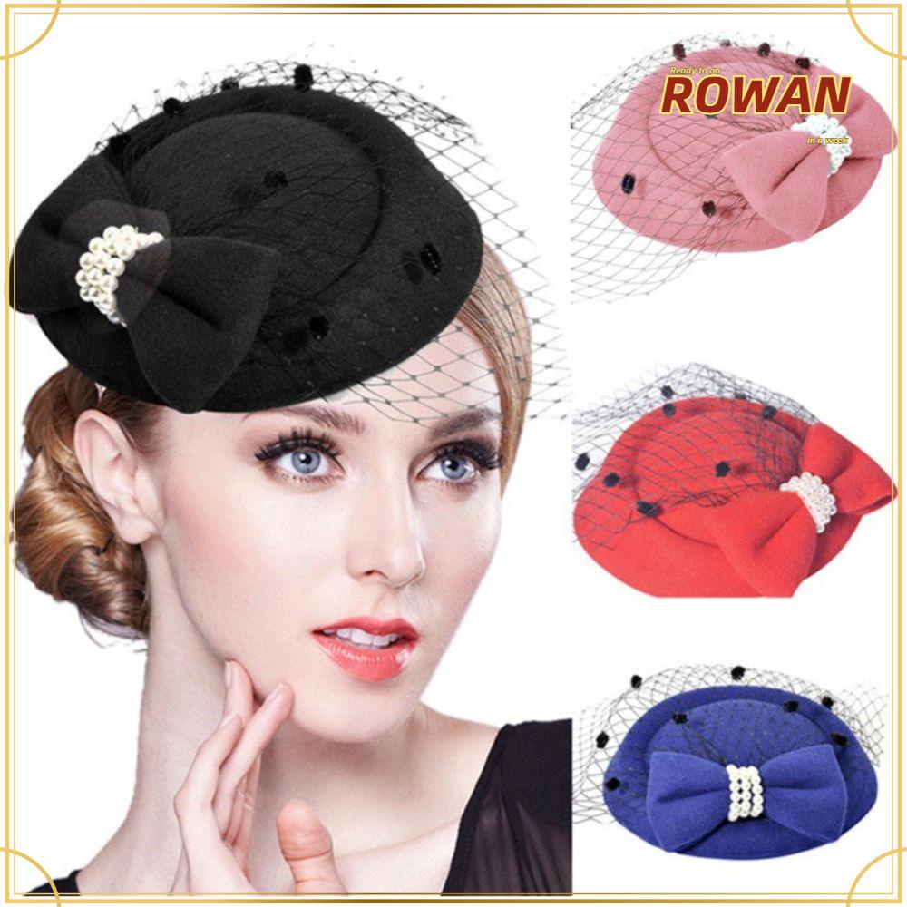Rowans หมวกแอร์โฮสเตส ประดับโบ สไตล์วินเทจ แฟชั่นเรโทร เหมาะกับปาร์ตี้ค็อกเทล สําหรับผู้หญิง