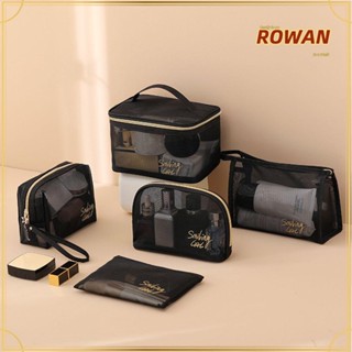 Rowans กระเป๋าเครื่องสําอาง ผ้าตาข่าย ความจุขนาดใหญ่ แบบพกพา 1 5 ชิ้น