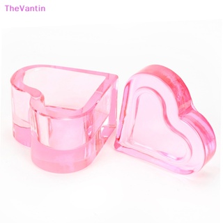 Thevantin ถ้วยคริสตัลใส รูปหัวใจ พร้อมฝาปิด ใช้ซ้ําได้ สีชมพู สําหรับตกแต่งเล็บ