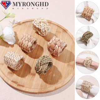 Myronghd แหวนผ้าเช็ดปาก แบบฟางธรรมชาติ สําหรับตกแต่งบ้าน โรงแรม ปาร์ตี้ 1 ชิ้น