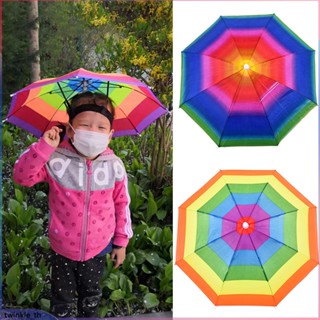 55cm หมวกตกปลา ร่มกันฝน สำหรับผู้หญิง Windproof Head Umbrellas Outdoor Sport Umbrella Hat Hiking Camp (twinkle.th)