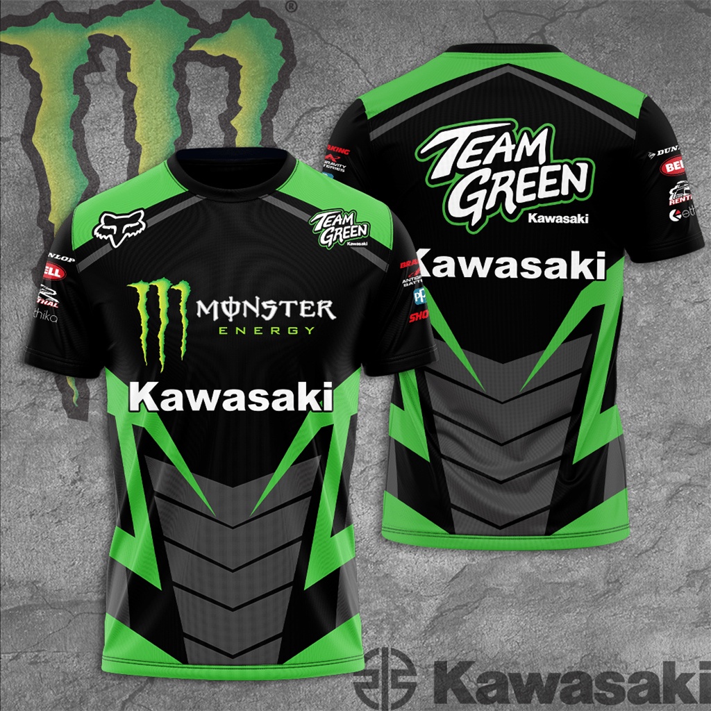 เสื้อยืดแขนสั้น พิมพ์ลาย Kawasaki Racing Teams แฟชั่นฤดูร้อน สําหรับผู้ชาย และผู้หญิง