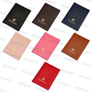 Moment กระเป๋าสตางค์ หนัง Pu สีพื้น น้ําหนักเบา ใส่บัตรเครดิต หนังสือเดินทางได้ แฟชั่นสําหรับผู้ชาย