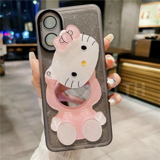 พร้อมส่ง ใหม่ เคสโทรศัพท์มือถือแบบใส กันรอยเลนส์กล้อง พร้อมกระจกแต่งหน้า ลายคิตตี้ สีหวาน สําหรับ OPPO A38 A78 A58 4G NFC 5G 2023 A38 OppoA58