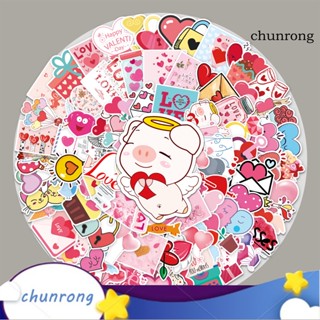 Chunrong สติกเกอร์ใส พิมพ์ลายกราฟฟิตี้ แก้วน้ํา หลากสี สําหรับตกแต่งวันวาเลนไทน์ DIY 100 ชิ้น