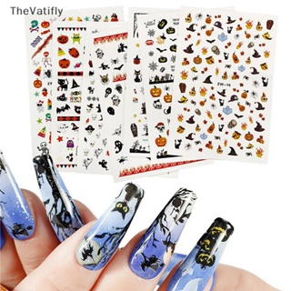 [TheVatifly] สติกเกอร์ ลายการ์ตูนฟักทอง กะโหลก ใบเมเปิ้ล 3D สําหรับตกแต่งเล็บ [Preferred]