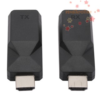 Malcolm ตัวขยายสัญญาณ HDMI สายเคเบิลเครือข่าย RX ปลั๊กแอนด์เพลย์ Rj45 เป็นเครื่องขยายสัญญาณ HDMI TX สําหรับคอมพิวเตอร์ เครื่องเล่น DVD PC LCD 60 เมตร