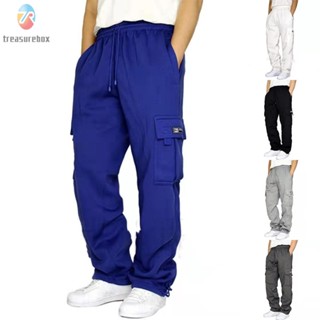 【TRSBX】Mens Winter Sports Joggers Trousers Sweatpants Multi-Pocket Fleece Cargo Pants