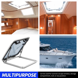 YiChe 360x360mm เรือฟักหน้าต่างช่องระบายอากาศ Square Push Out Deck Porthole Skylights Escape Window สำหรับความหนา 3-23mm Marine Yacht RV