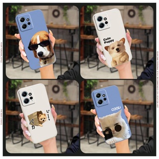 Anti-fall Cartoon Phone Case For Redmi Note12 4G Liquid silicone shell Solid color Lens bump protection Simplicity