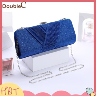 【Double C 】✿   กระเป๋าสะพายไหล่ สะพายข้าง สีพื้น แต่งกลิตเตอร์ สําหรับผู้หญิง