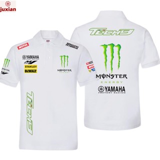 (juxian)เสื้อโปโลแขนสั้น คอปก พิมพ์ลายทีมแข่งรถจักรยานยนต์ Moto GP สําหรับผู้ชาย