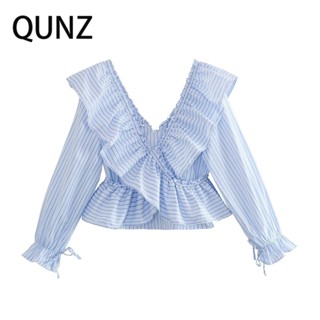 Qunz เสื้อเชิ้ตแฟชั่น อเนกประสงค์ 4661