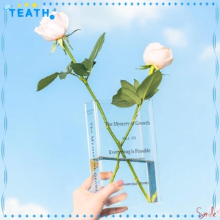 Teath แจกันดอกไม้อะคริลิคใส ทรงสี่เหลี่ยมผืนผ้า ทําความสะอาดง่าย สไตล์โมเดิร์น สําหรับตกแต่งบ้าน งานแต่งงาน สํานักงาน ห้องนั่งเล่น