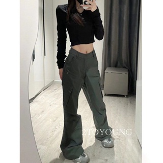 2TOYOUNG  กางเกงขายาว คาร์โก้ กางเกง เชือกอเมริกันคลาสิค Cargo pants 2023 NEW 072914 Comfortable ทันสมัย คุณภาพสูง ทันสมัย A20M043 36Z230909