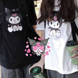 [พร้อมส่ง] เสื้อยืดแขนสั้น พิมพ์ลายการ์ตูนคุโรมิน่ารัก ทรงหลวม ขนาดใหญ่ แฟชั่นฤดูร้อน สไตล์เกาหลี และญี่ปุ่น สําหรับผู้หญิง นักเรียน